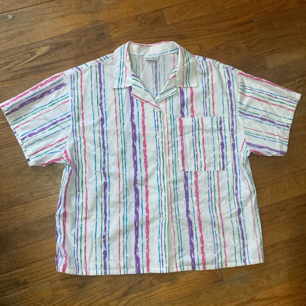 Deere Park white striped top